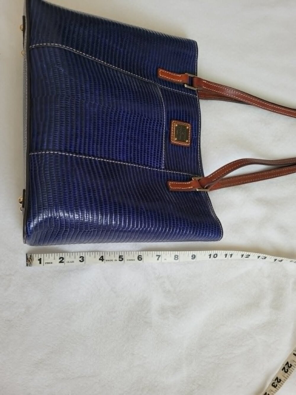 Dooney & Bourke Lizard Embossed Small Lexington Tote Blue Leather Shoulder Bag - Picture 14 of 15